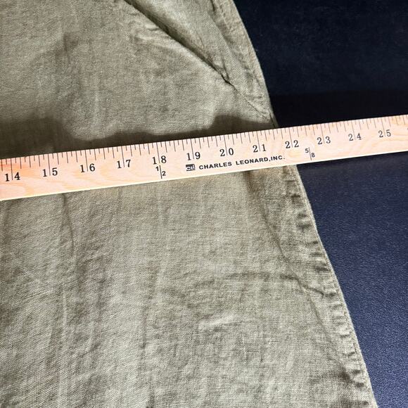 NWT ELENA BALDI M 100% Linen Olive Tunic Dress Minimalist Lagenlook 3/4 Roll-Tab - Picture 6 of 9